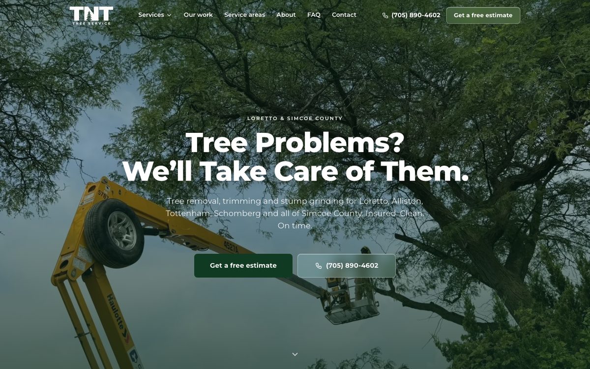 TNT Tree Service website
